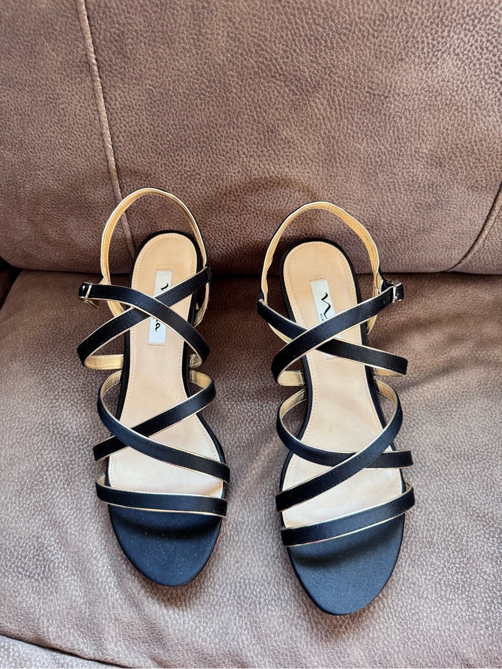 Nina Black Strappy Crisscross Slingback Sandals